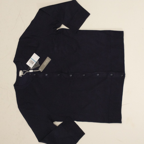 Navy Blue Cardigan NWT Soft Lightweight XL Bracelet Sleeve Crew Neck - Picture 4 of 8